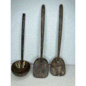 Handmade Thailand Coconut Shell Kitchen Utensil Set Ladle Slotted Turner Spatula